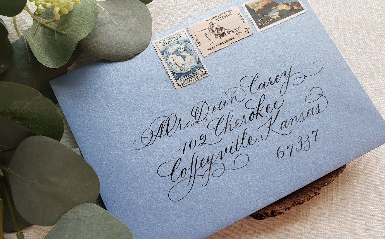 Hand lettered calligraphy envelope, wedding invitation calligraphy addressing service for main address | MakerPlace by Michaels
