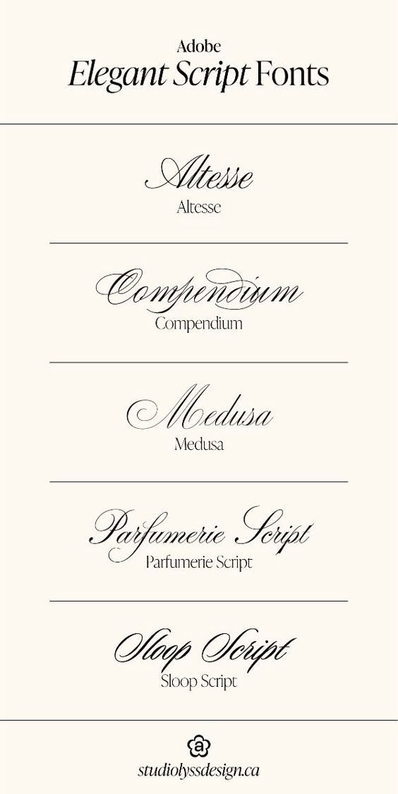 Elegant Adobe Script Fonts | StudioLyssDesign Luxury font #luxuryfont unique font #uniquefont 2524