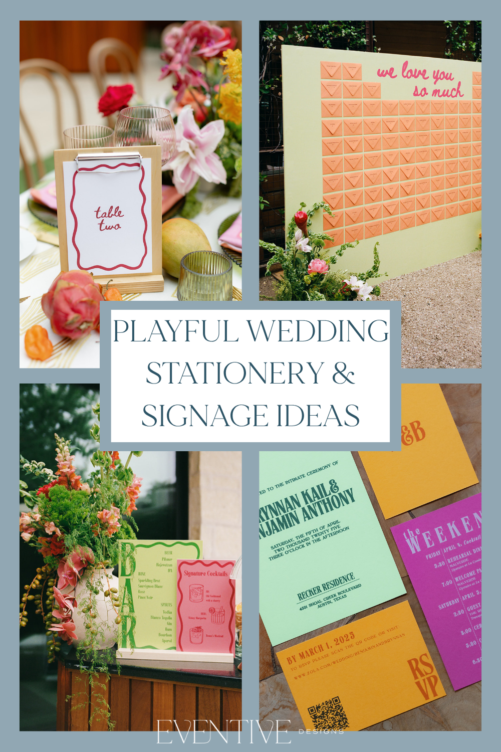 Playful & Modern Wedding Stationery & Signage Ideas | Bold Color Wedding Inspiration