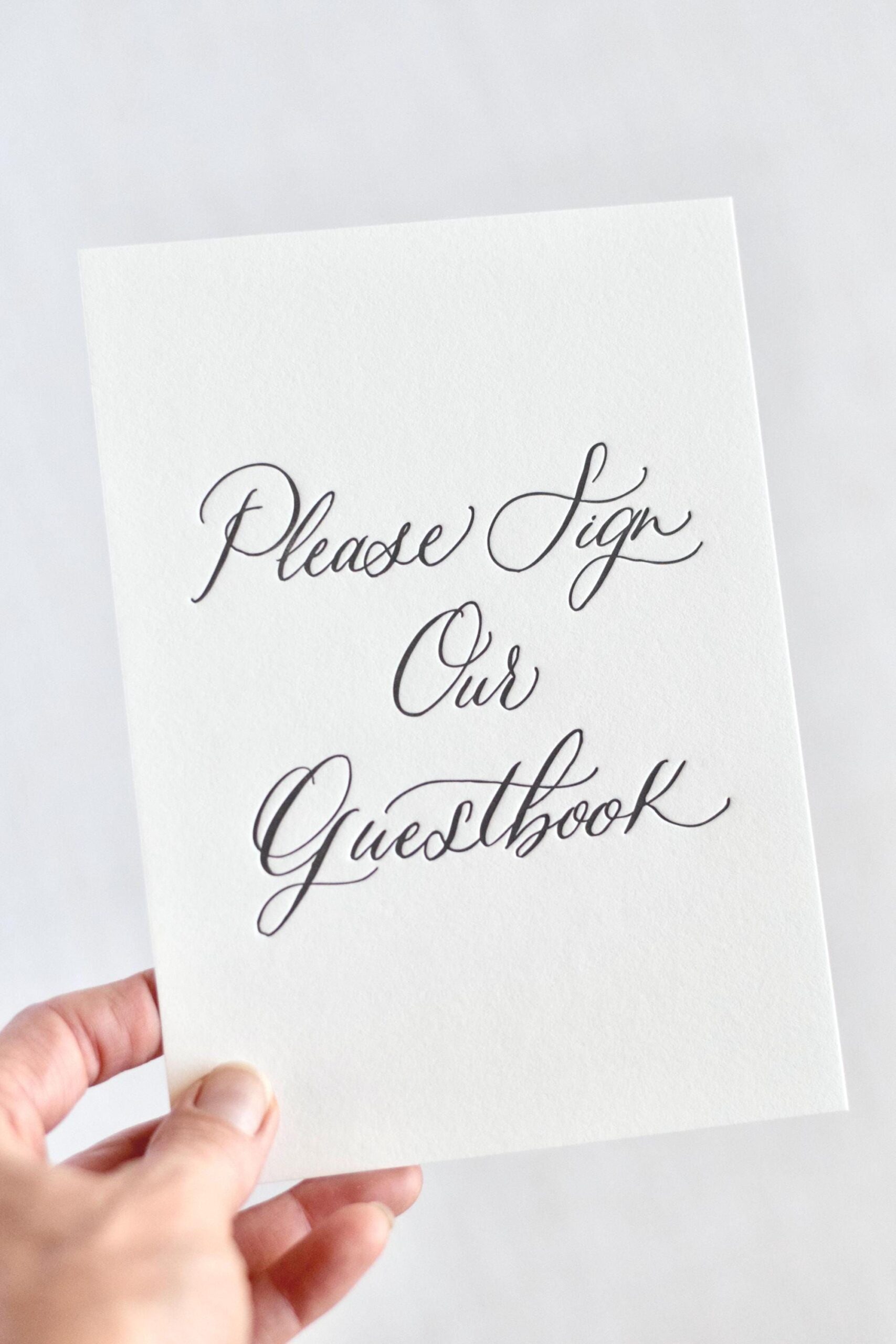 Plaque typographique noire classique « Livre d’or » | Mariages et événements spéciaux