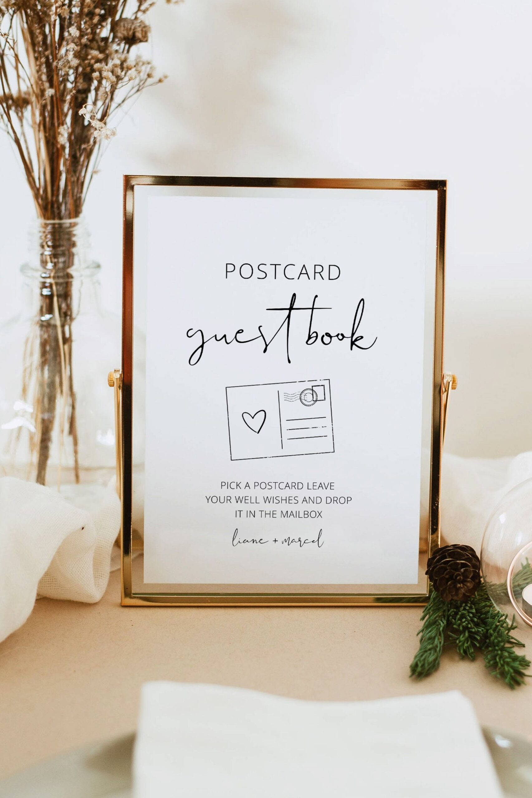 Postcard Guest Book Sign, Alternative Guest Book Wedding Sign, Unique Guest Book for Wedding, Editable Guestbook for Wedding Template DIY — Etsy