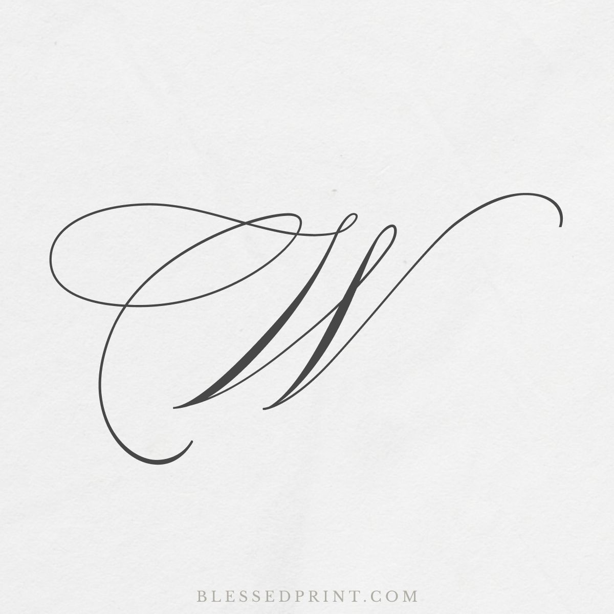 Flowing W Character for Custom Wedding Stationery – La Rumba Script
