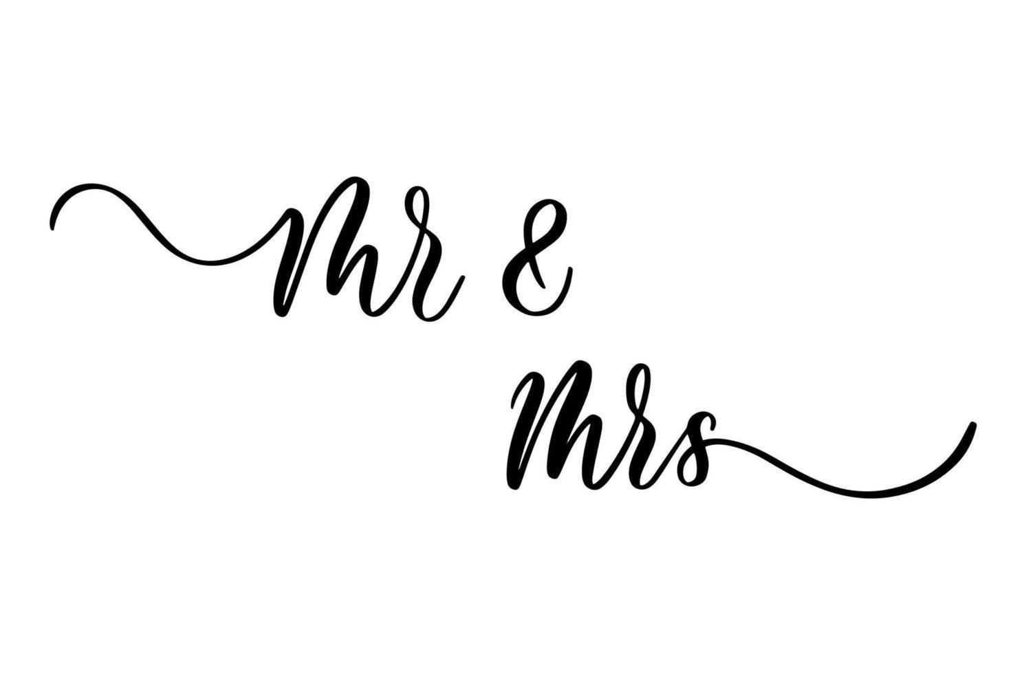 Mr Mrs. Wavy elegant calligraphy spelling for decoration of the wedding