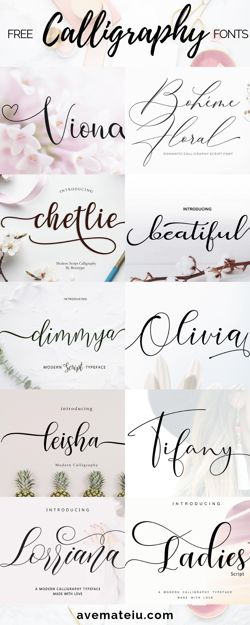 10 New FREE Beautiful Calligraphy Fonts — Part 3 — Ave Mateiu