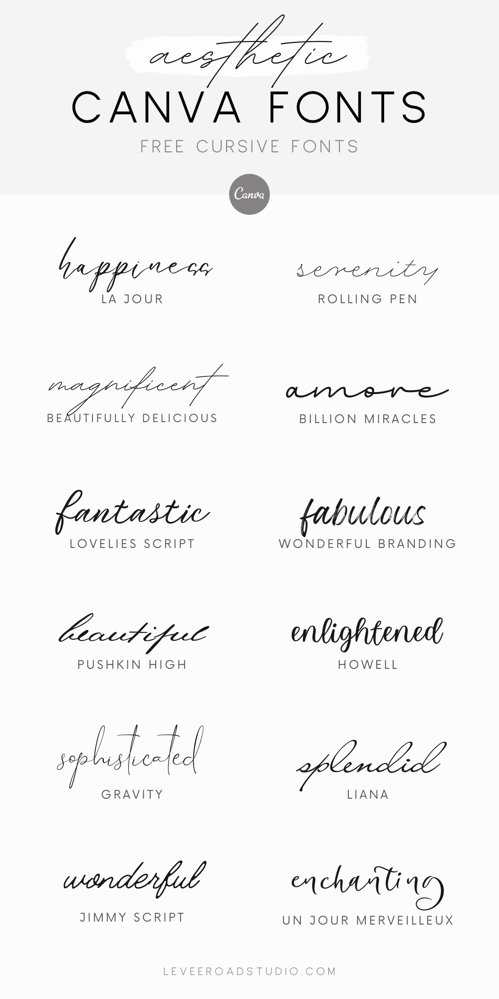 Aesthetic Canva Fonts — Free Cursive Fonts with Cursive Letters — Font Combo