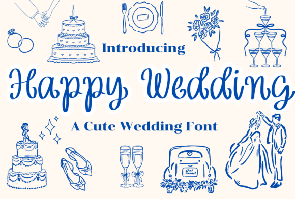 Happy Wedding Font by Bassoonartwork · Creative Fabrica