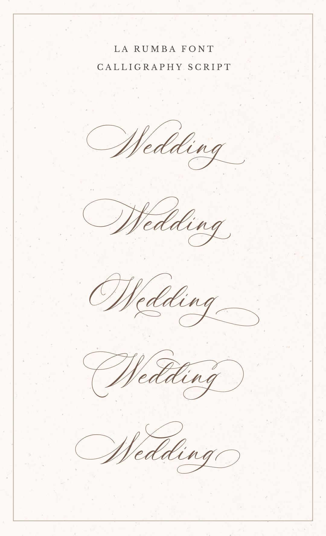 Wedding script font La Rumba – Five elegant styles of the word “Wedding”
