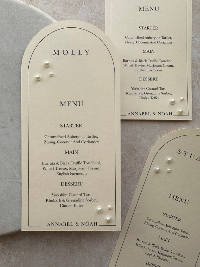 Annabel Menu with Pearls — Non personalised