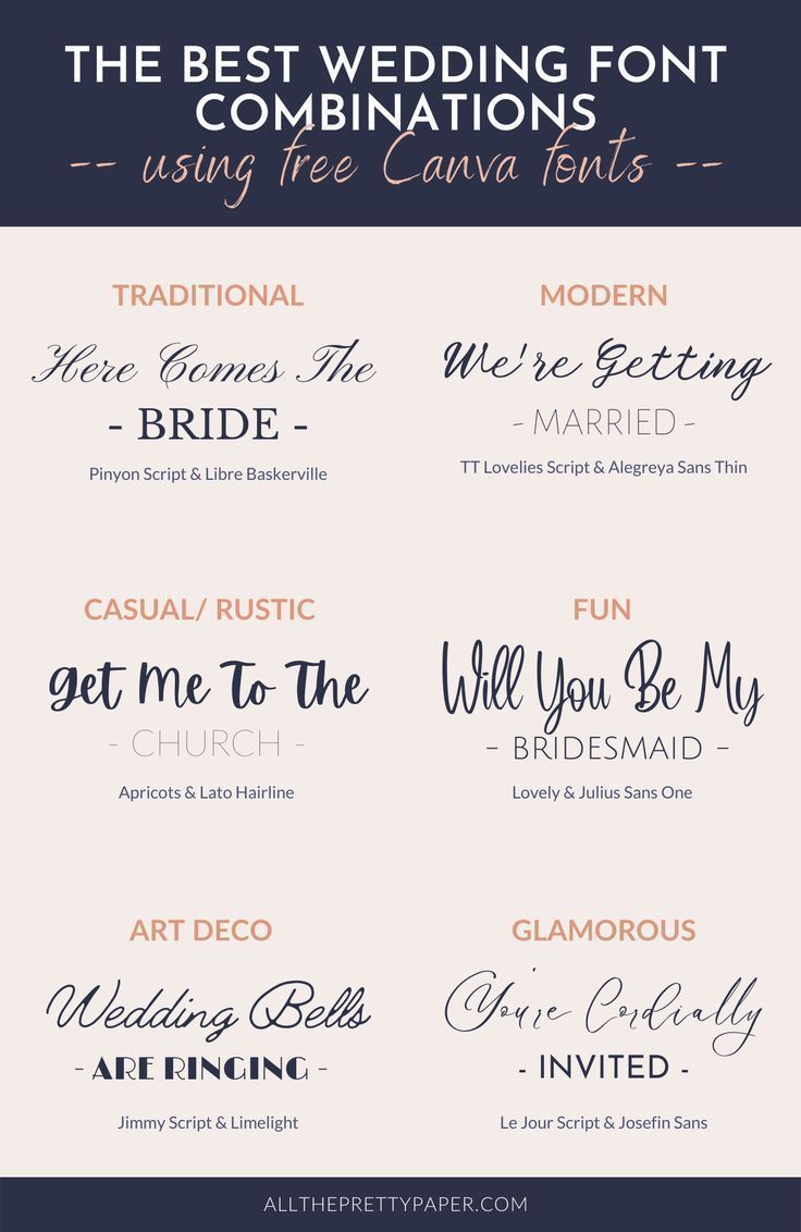 Free Canva font combinations for wedding invites