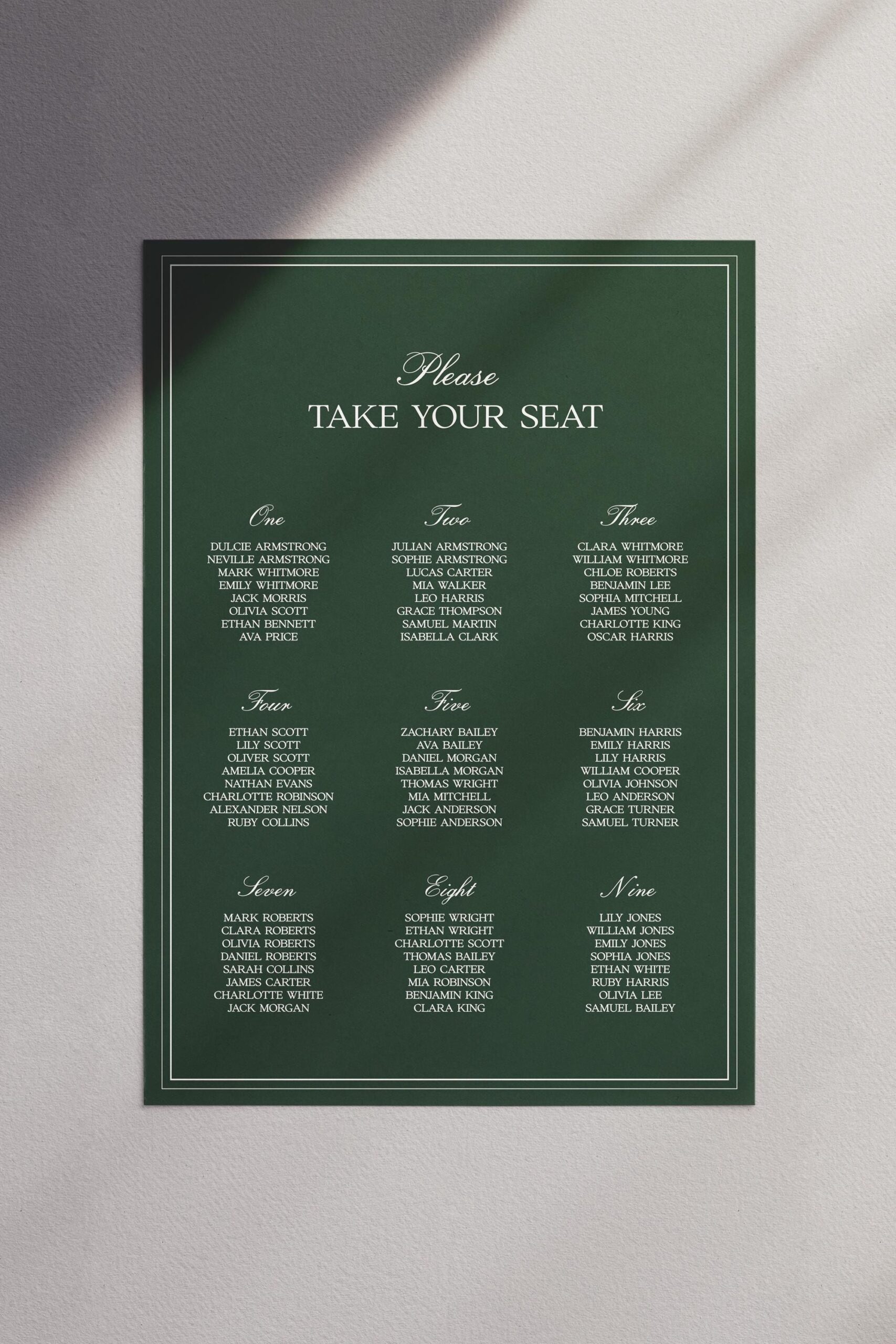 Seating Chart Editable Digital Template — Vintage Wedding Seating Chart, Old Money Green — Etsy