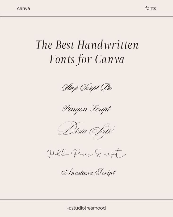 Best Handwritten Fonts for Canva | Elegant Script Fonts for Creative Design