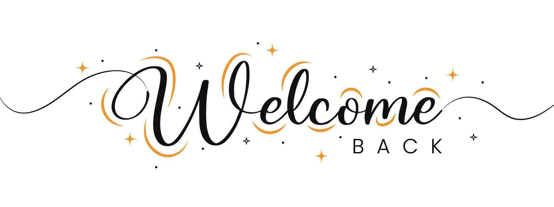 Download Welcome back sign. Modern calligraphic text for use in greeting card, banner template, postcard. Welcome back hand drawn lettering. for free