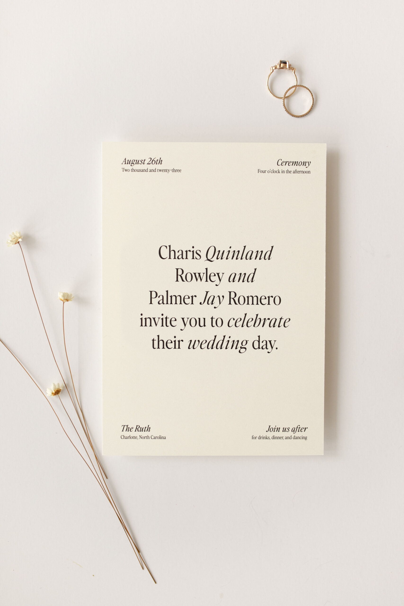 Modern Wedding Invitation | Simple wedding, black tie, luxury stationery, custom wedding