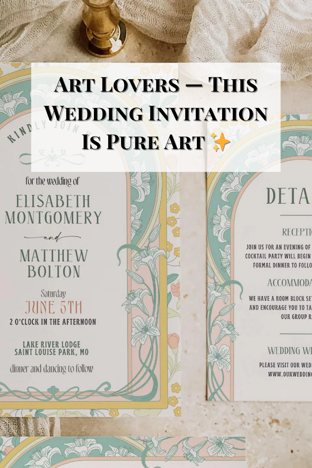Art Nouveau Wedding Invitation Ideas – Floral Art Deco Elegance for Timeless Celebrations