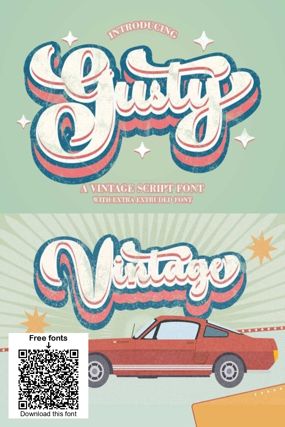 Gusty Font: Groovy Retro Script for Playful Vintage Designs!
