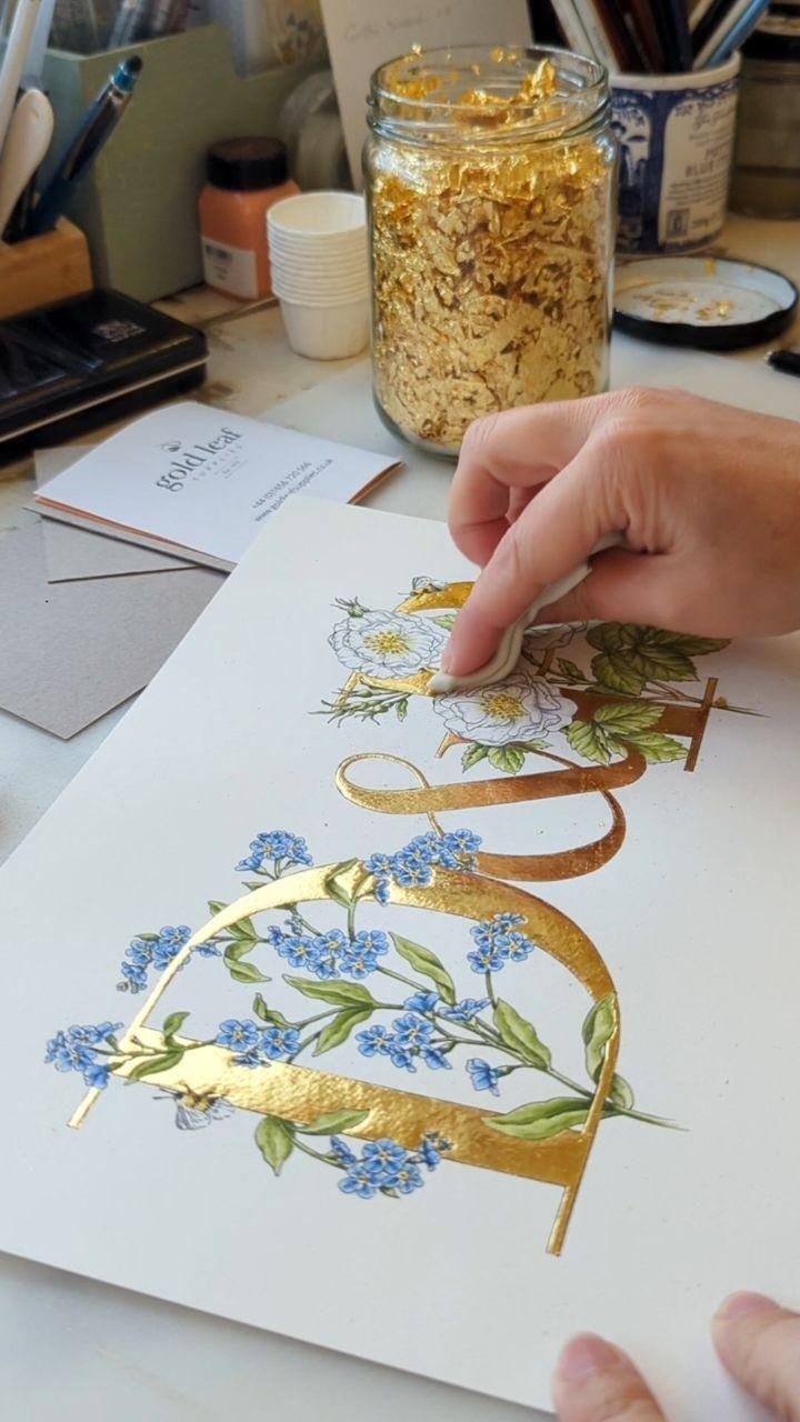 🌟 Free Aesthetic Gouache & Gold Leaf Calligraphy Alphabet for Stunning Letter Art