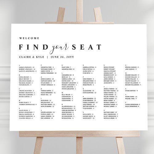 Chic Minimal Alphabetical Wedding Seating Chart
