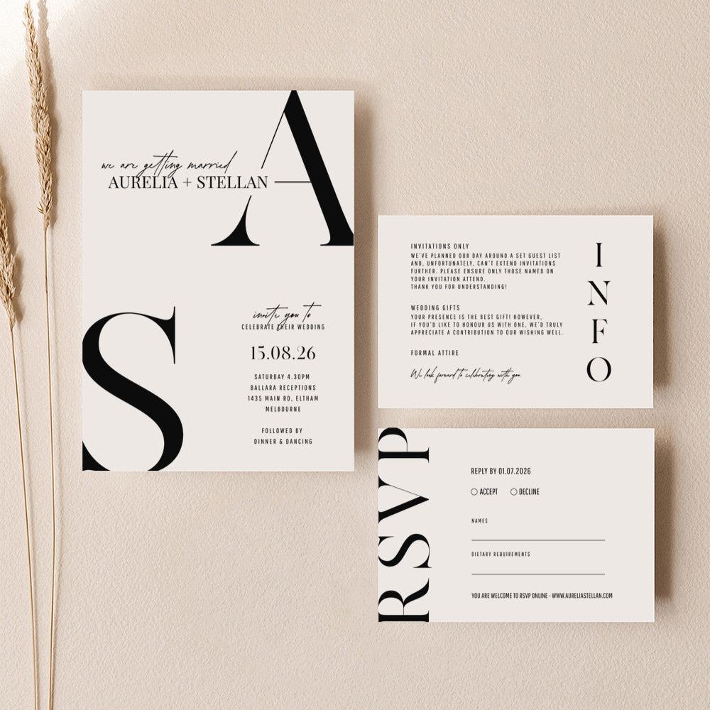 BOLD WEDDING INVITATION SET