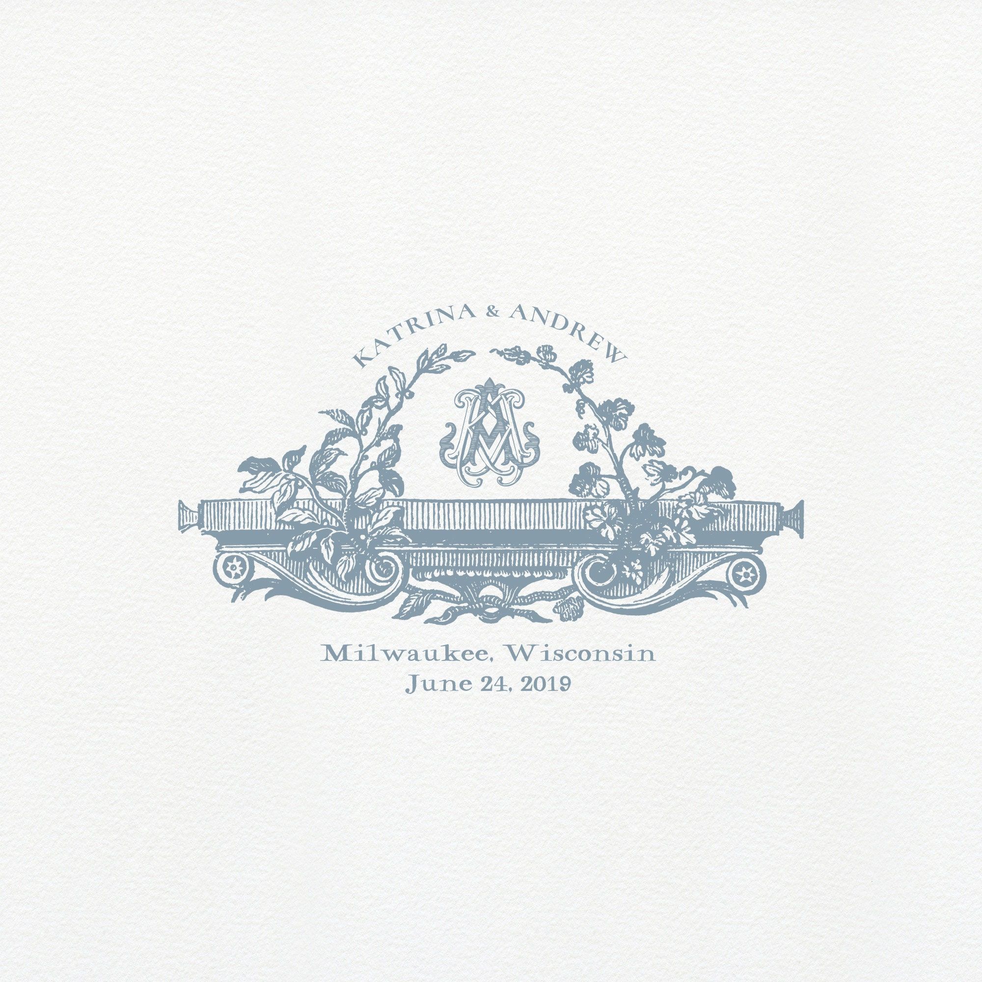 Antique Wedding Logo | Monogram Logo | Vintage crest — Wedding Logo