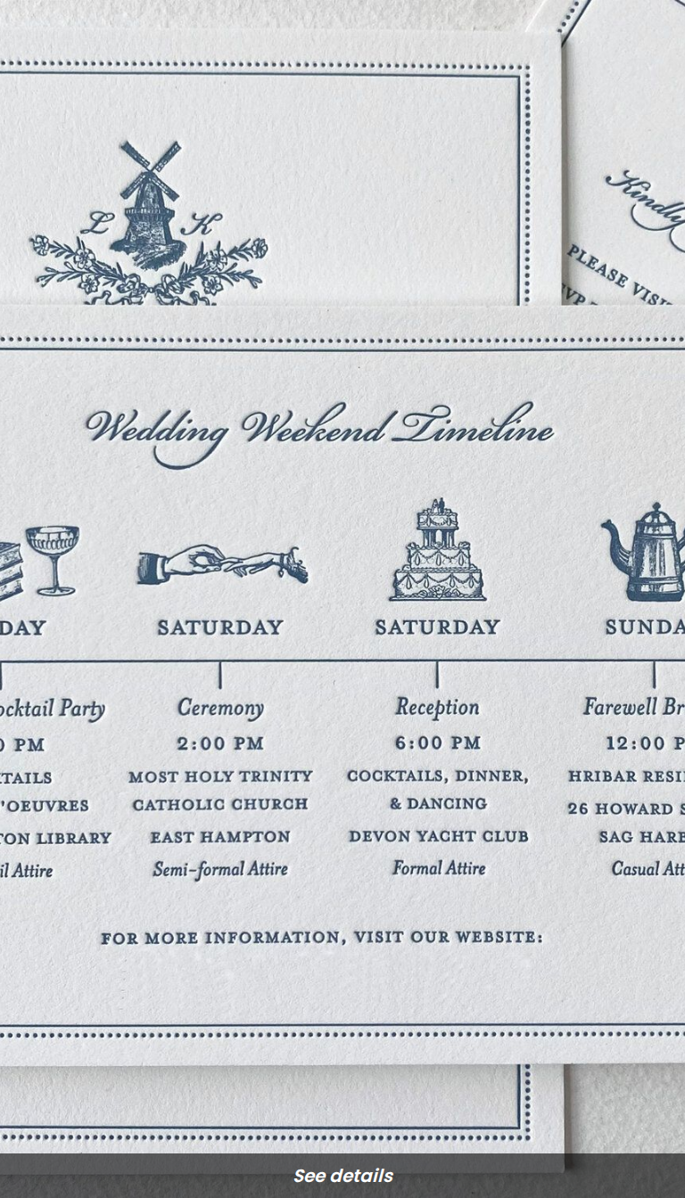 Wedding Weekend Invitation & Itinerary Card