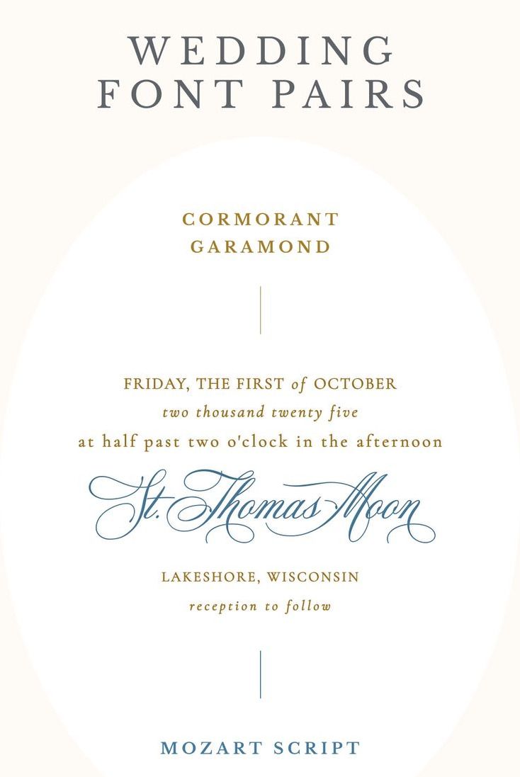 Cormorant Garamond with Mozart Script wedding font pairing inspiration
