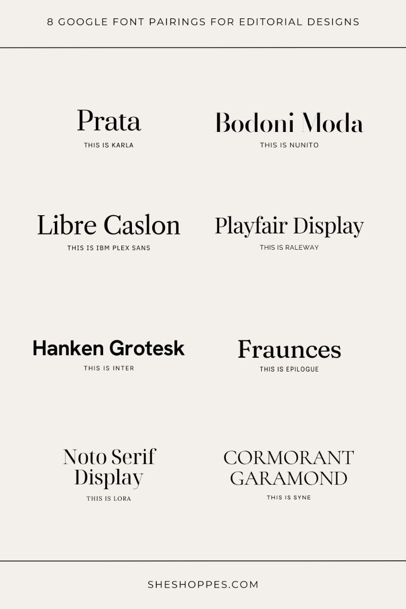 Stunning Google Font Pairs for Editorial Websites⭐