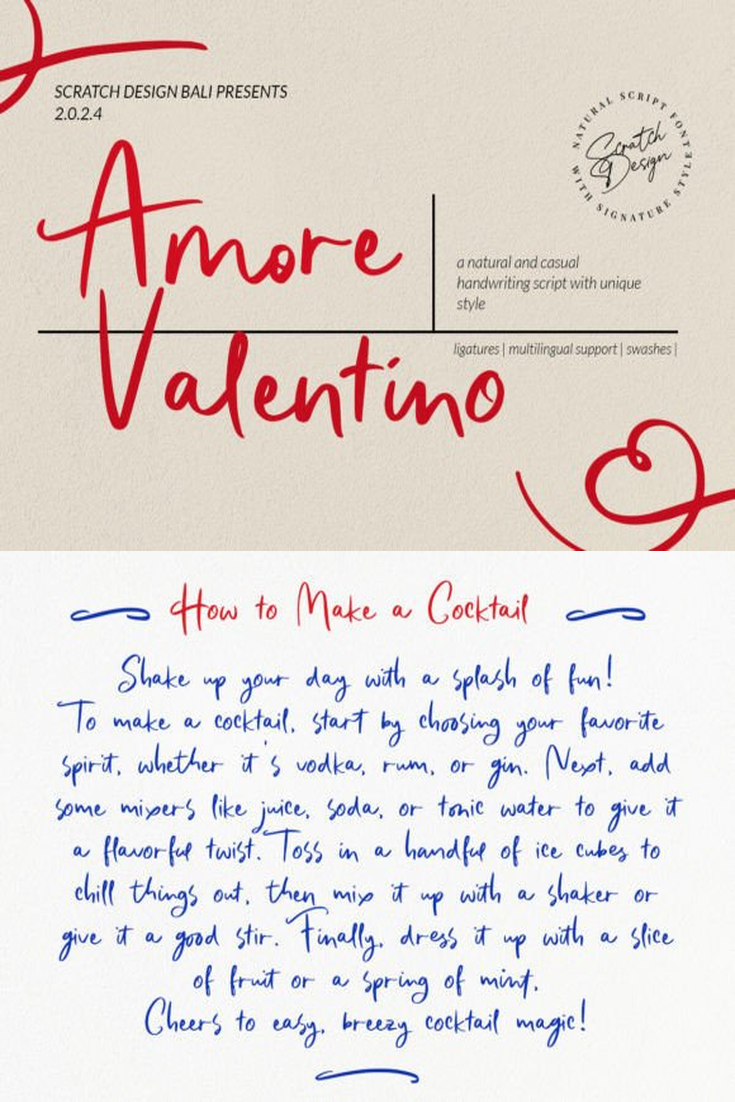 Amore Valentino: Elegant Script Font for Weddings