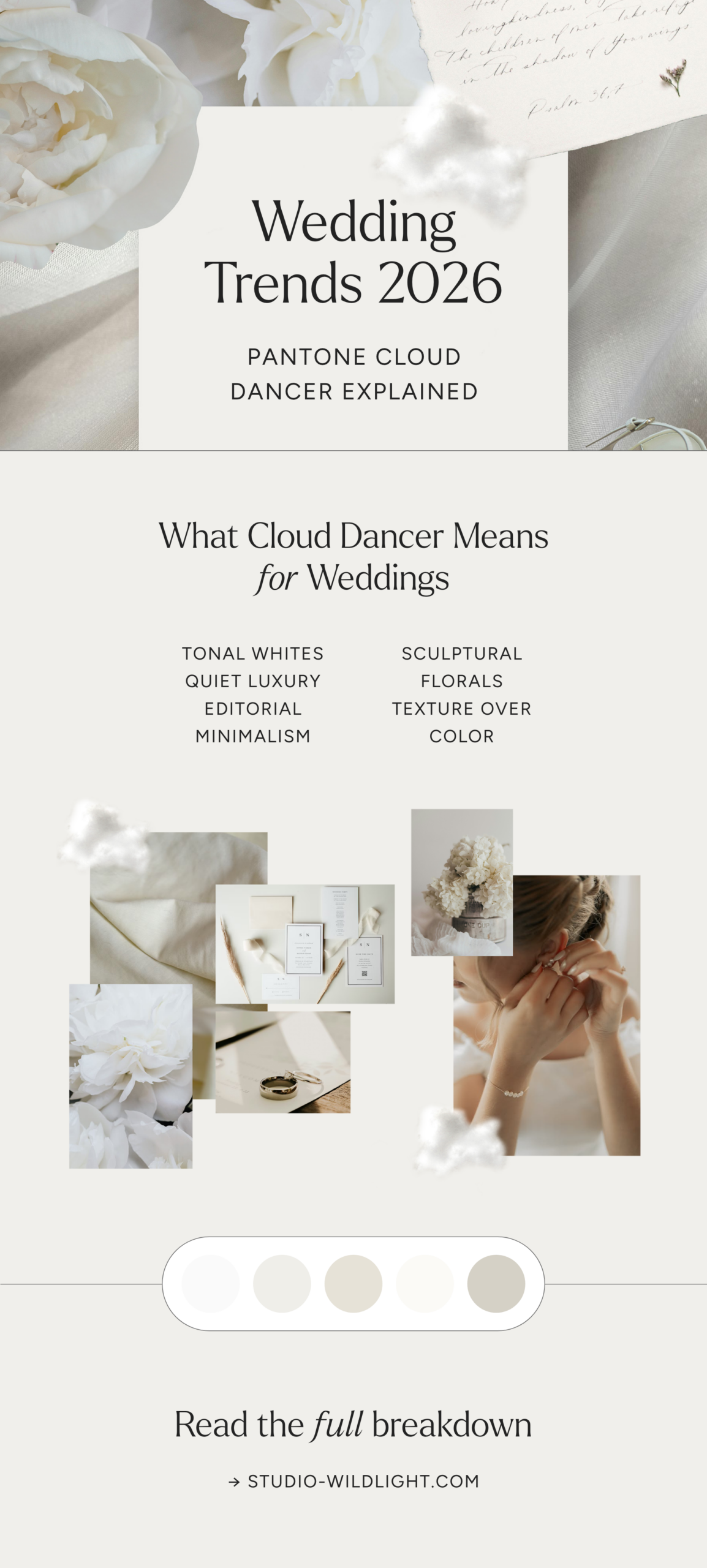 Wedding Trends 2026 Inspiration: What Cloud Dancer means for Photographers and Wedding Professionals