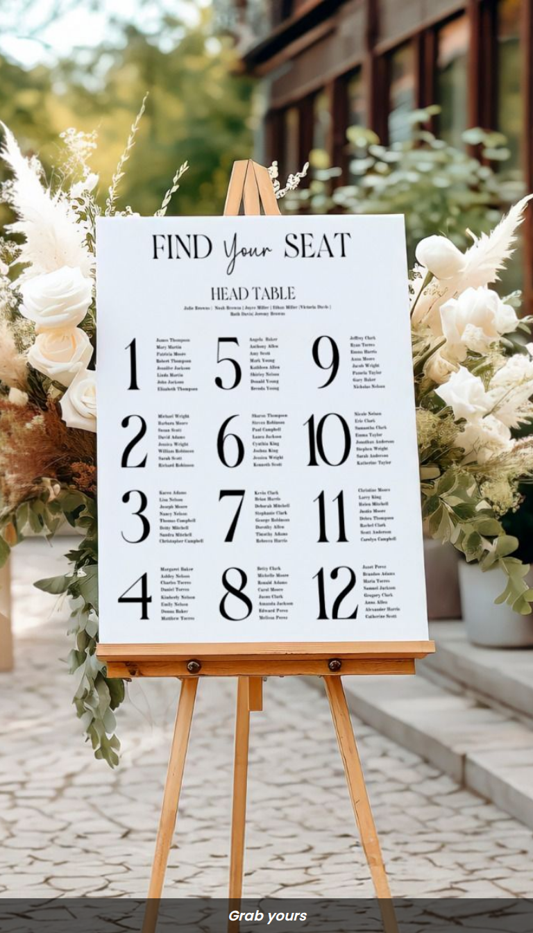 Elegant Wedding Seating Charts: Minimal & Unique