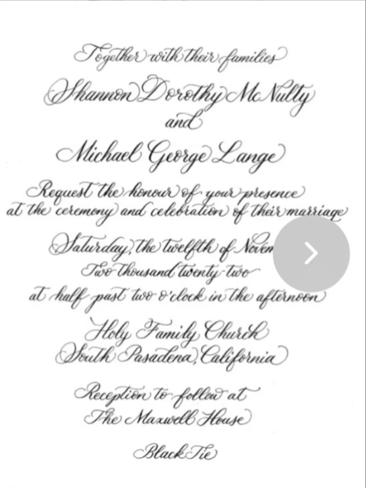 Wedding Invitation Calligraphy
