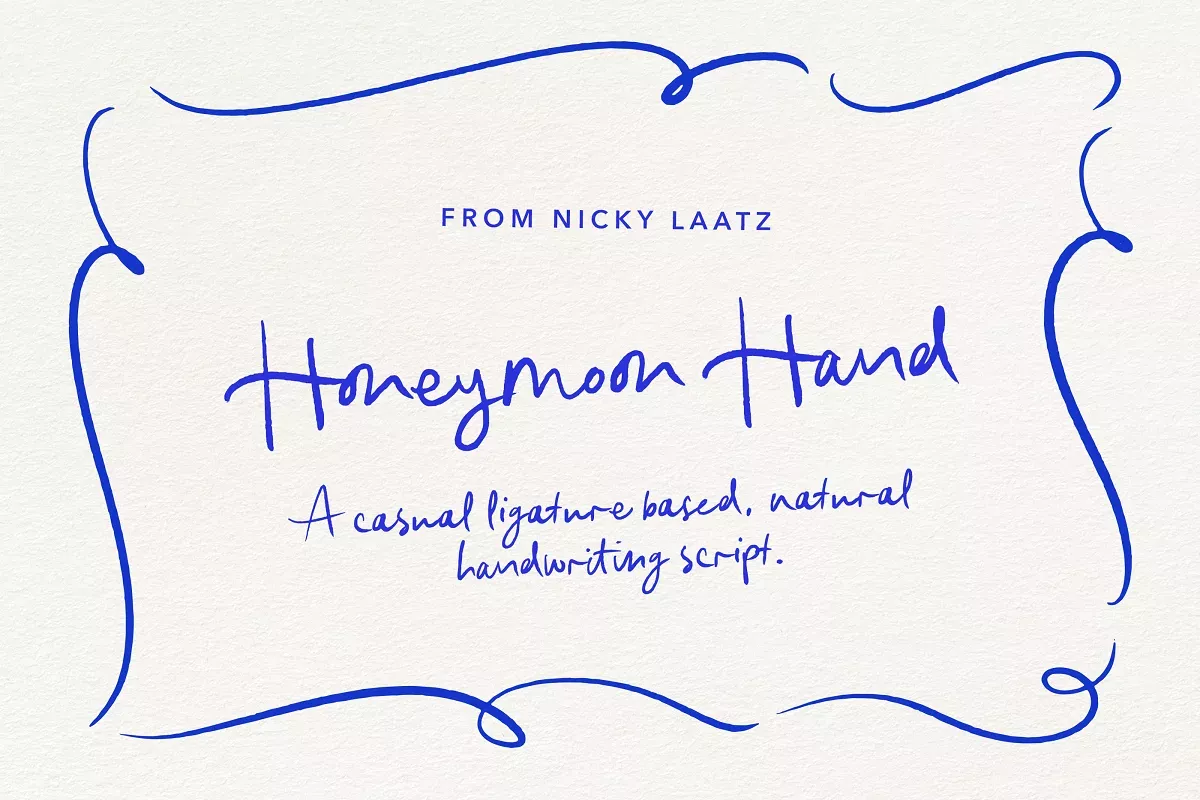 Honeymoon Hand Script & Doodles, a Handwritten Font by Nicky Laatz