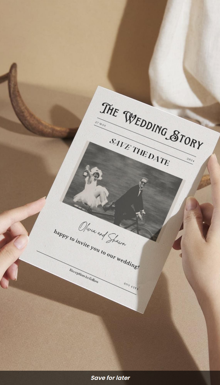 Elegant Vintage Save The Date Wedding Invitation Template