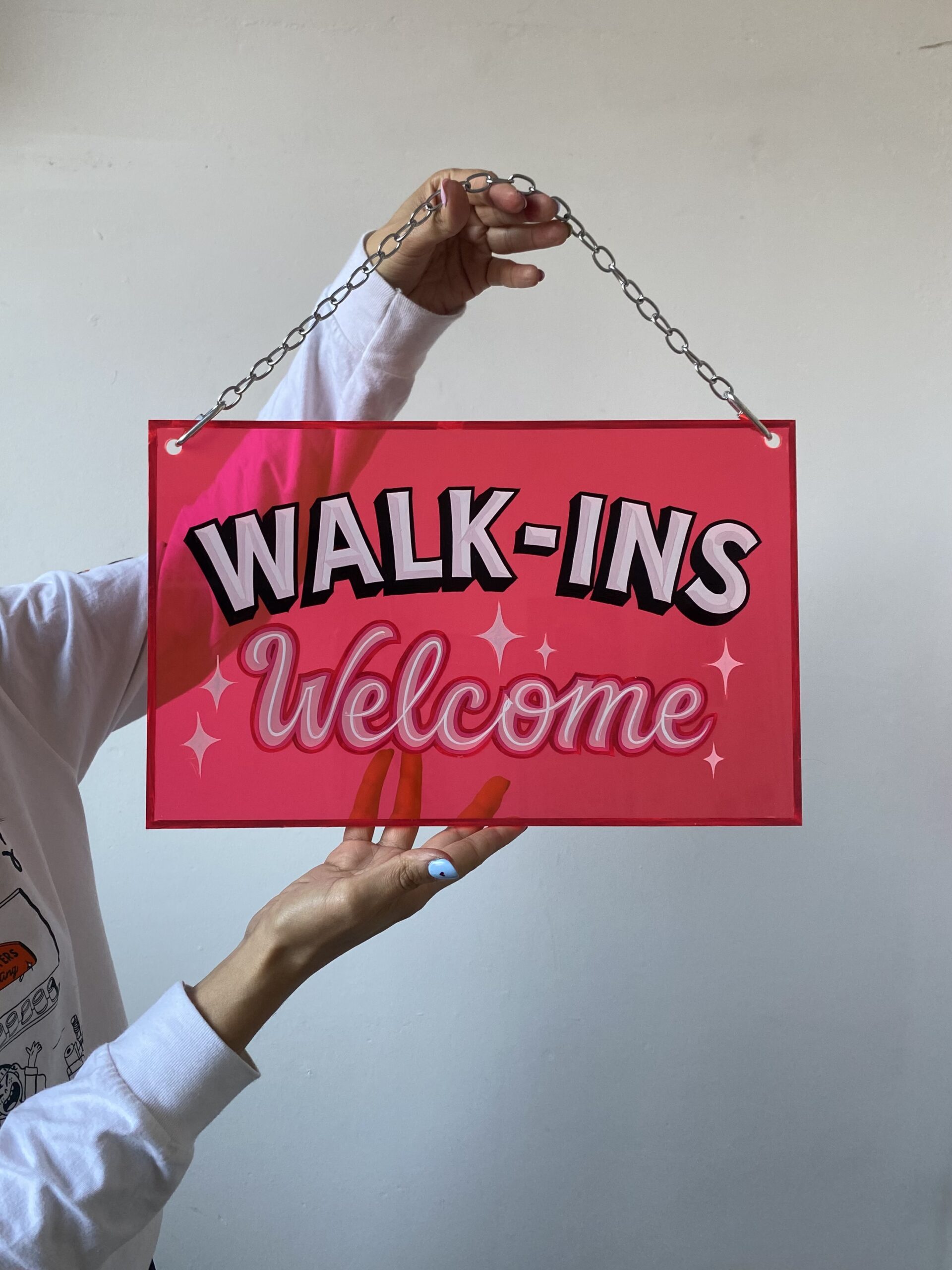 Barbers Walk Ins Welcome Sign, Hand Painted