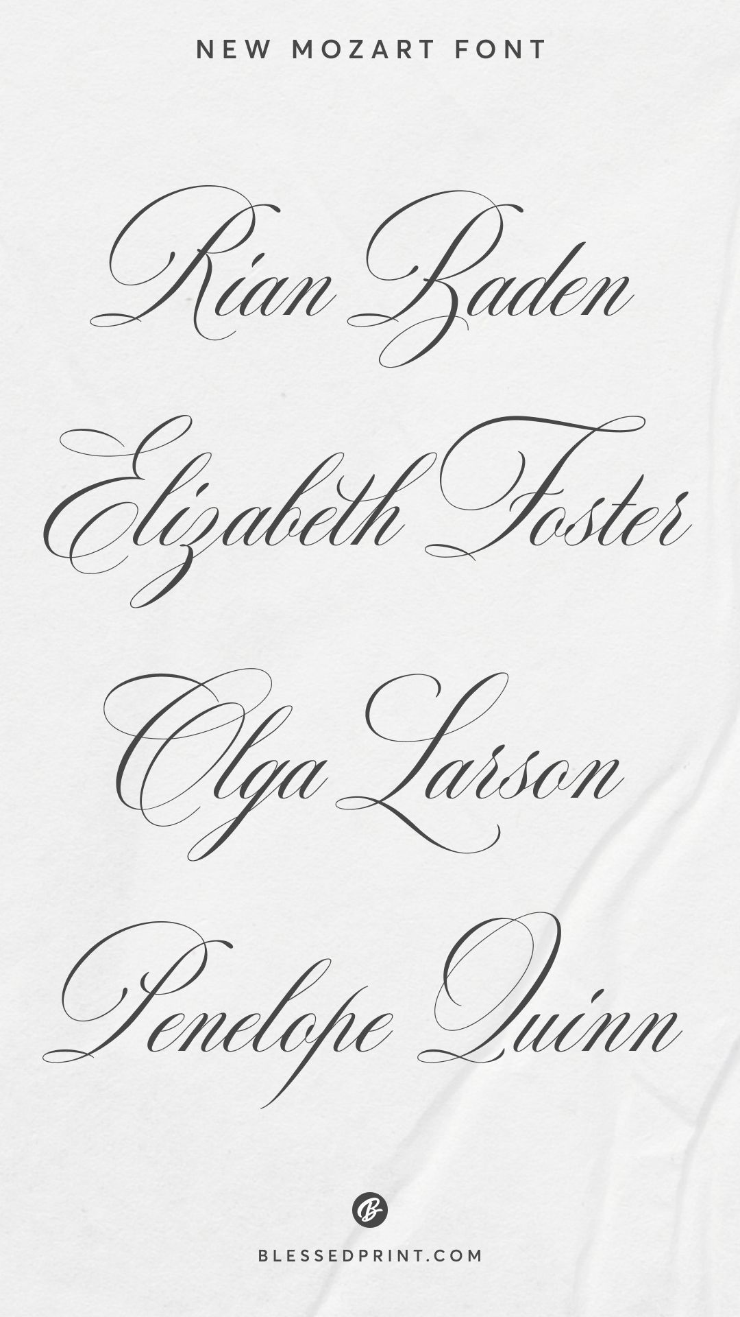 Luxury calligraphy font for invitations – New Mozart by Blessed Print