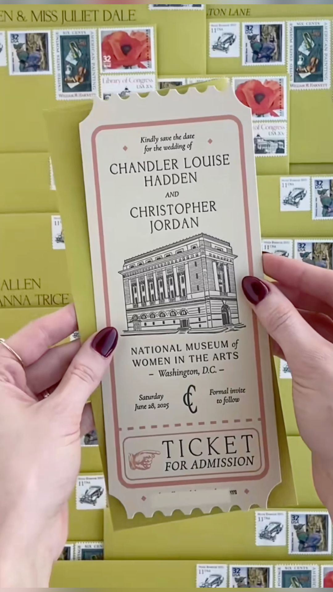 Museum Ticket Wedding Invitation — Morgan Riley Design