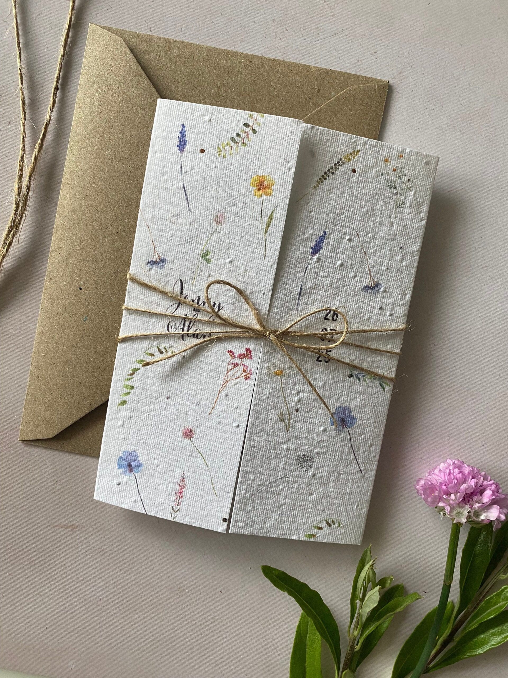 Eco-Friendly Plantable Wildflower Wedding Invitations