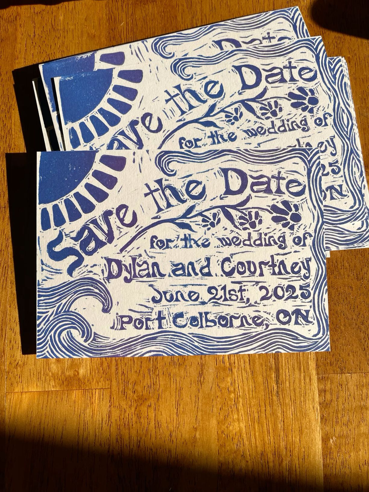 Linocut save the dates