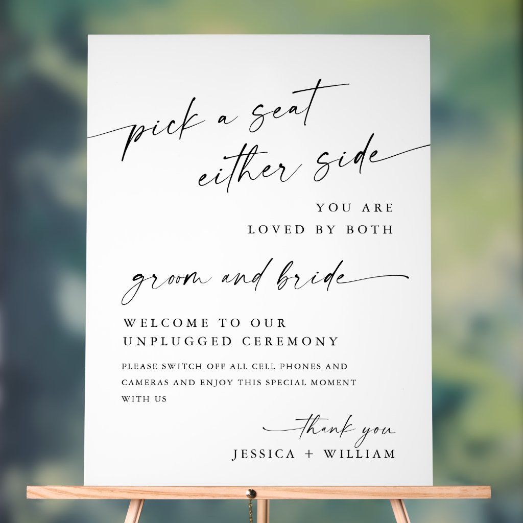 Elegant Minimalist Unplugged Wedding Ceremony Acrylic Sign | Zazzle