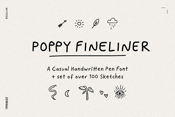 Poppy Fineliner Fun Handwriting Font — Bold and playful