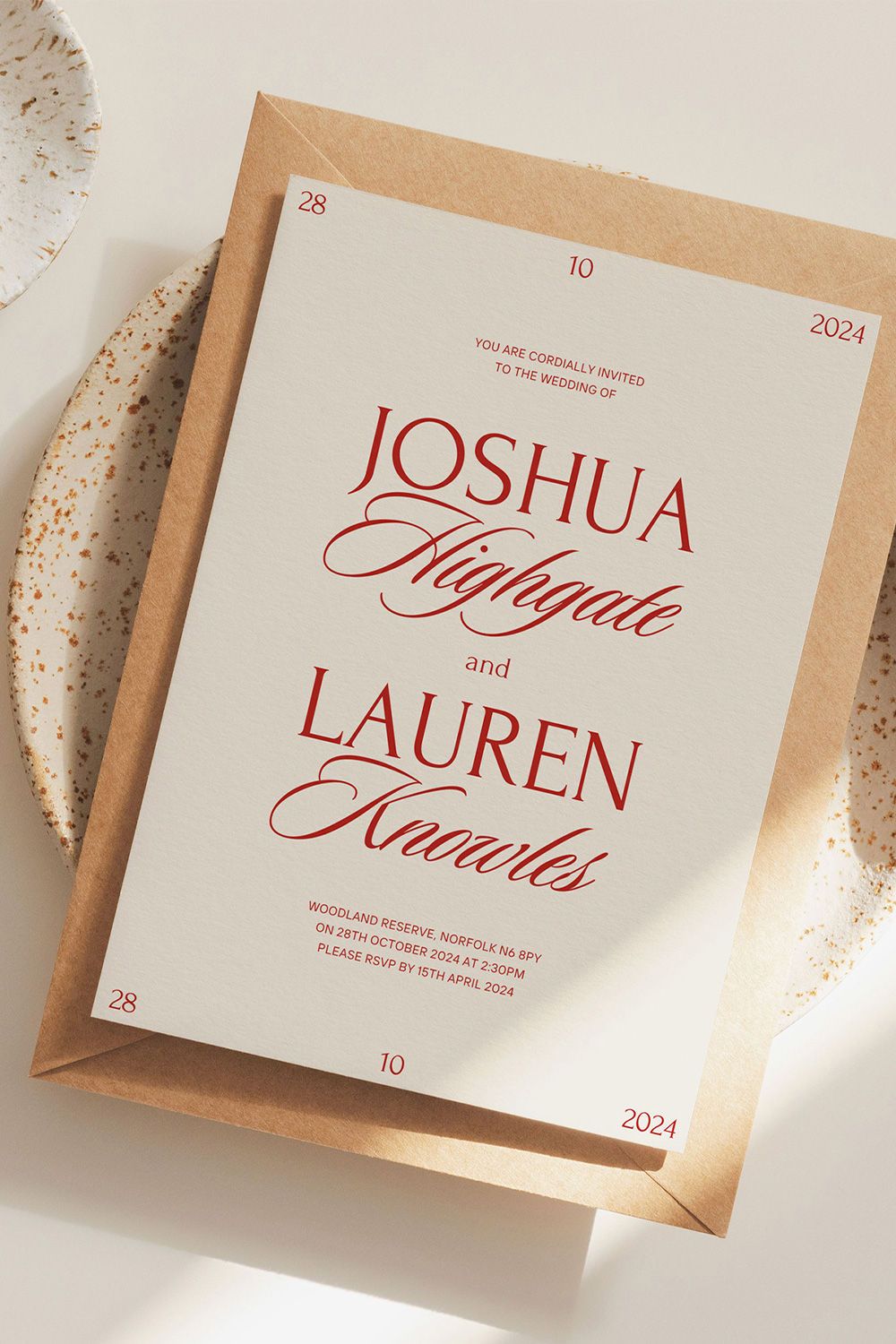 Vintage Romance Wedding Suite: Cream & Red 90s Inspired