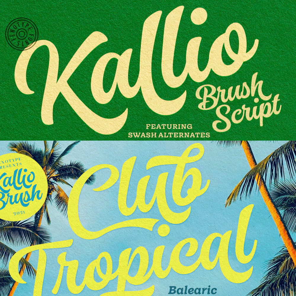 Kallio is a Bold Brush Script with roots in American sign painting culture