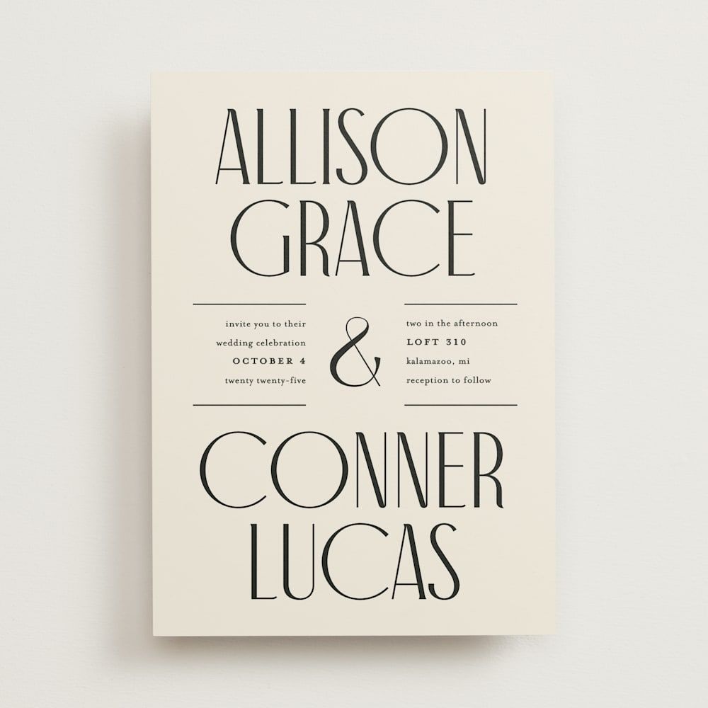 Wedding Invitations Typography All Type — Beige