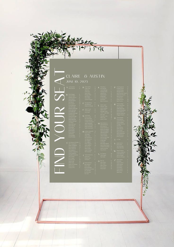 Alphabetical seating chart template Download Minimalist Printable Seating Plan Editable Sign