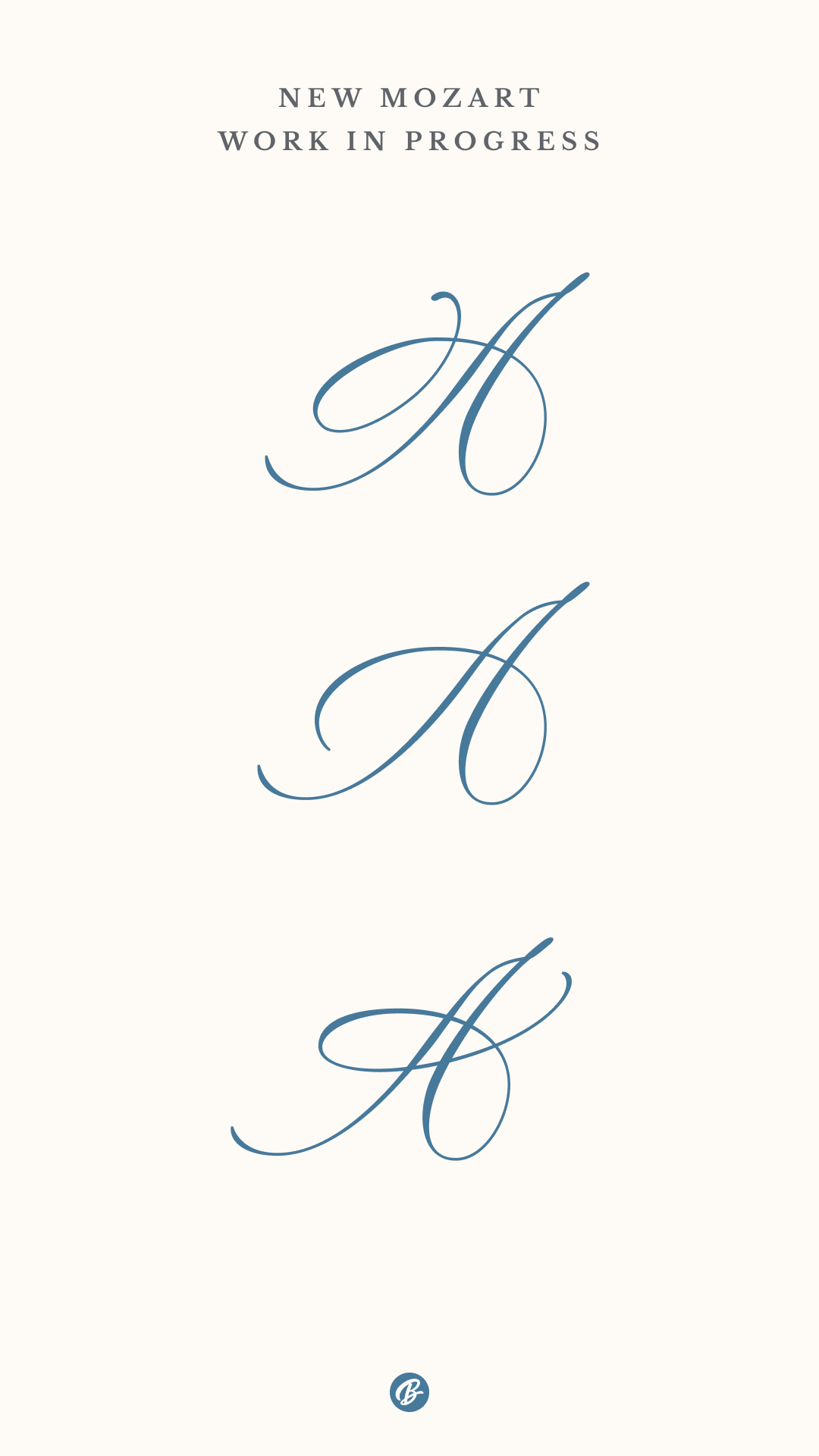 New Variations of the Letter A in Mozart Script Font