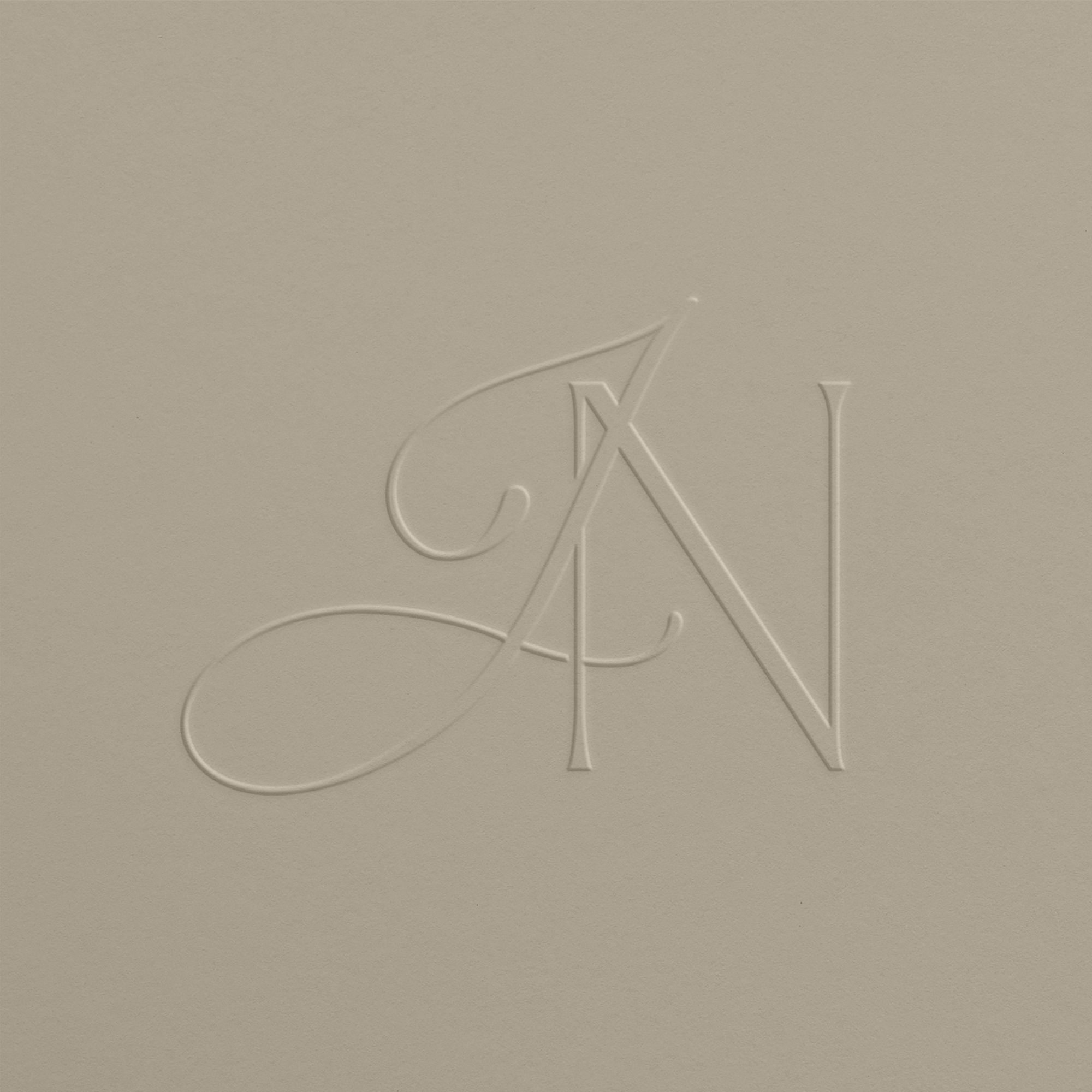 Minimal Wedding Monogram with Initials JN | Elegant Neutral Wedding Logo
