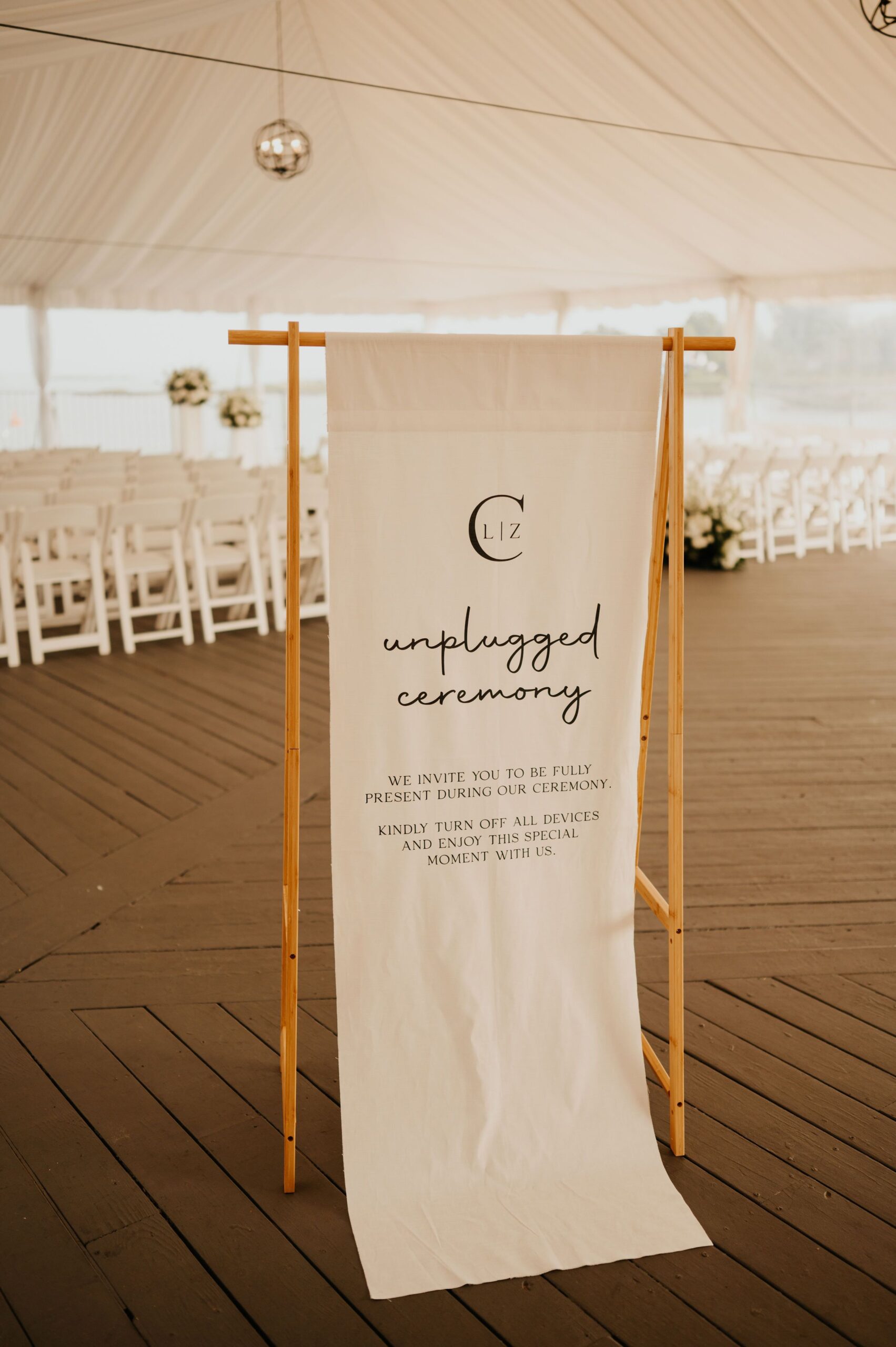 Printed Cotton Linen Unplugged Ceremony Sign — Unique Wedding Signage — Hanging Wedding Sign — NY