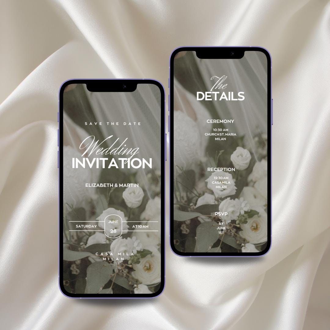 Modern Minimalist Wedding E-Invite Canva Template