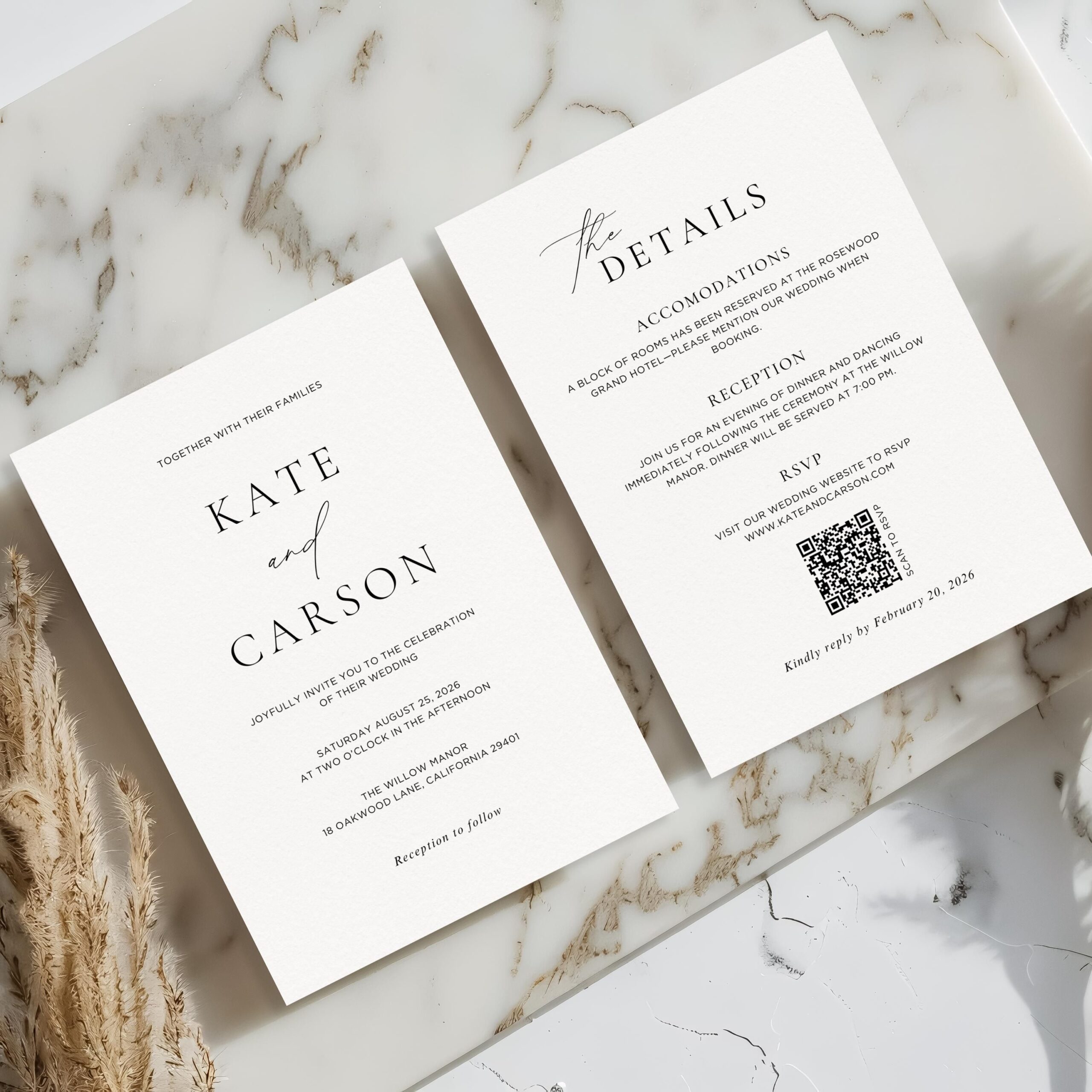 Modern Wedding Invitation Template | Editable Canva Template | Wedding Invite
