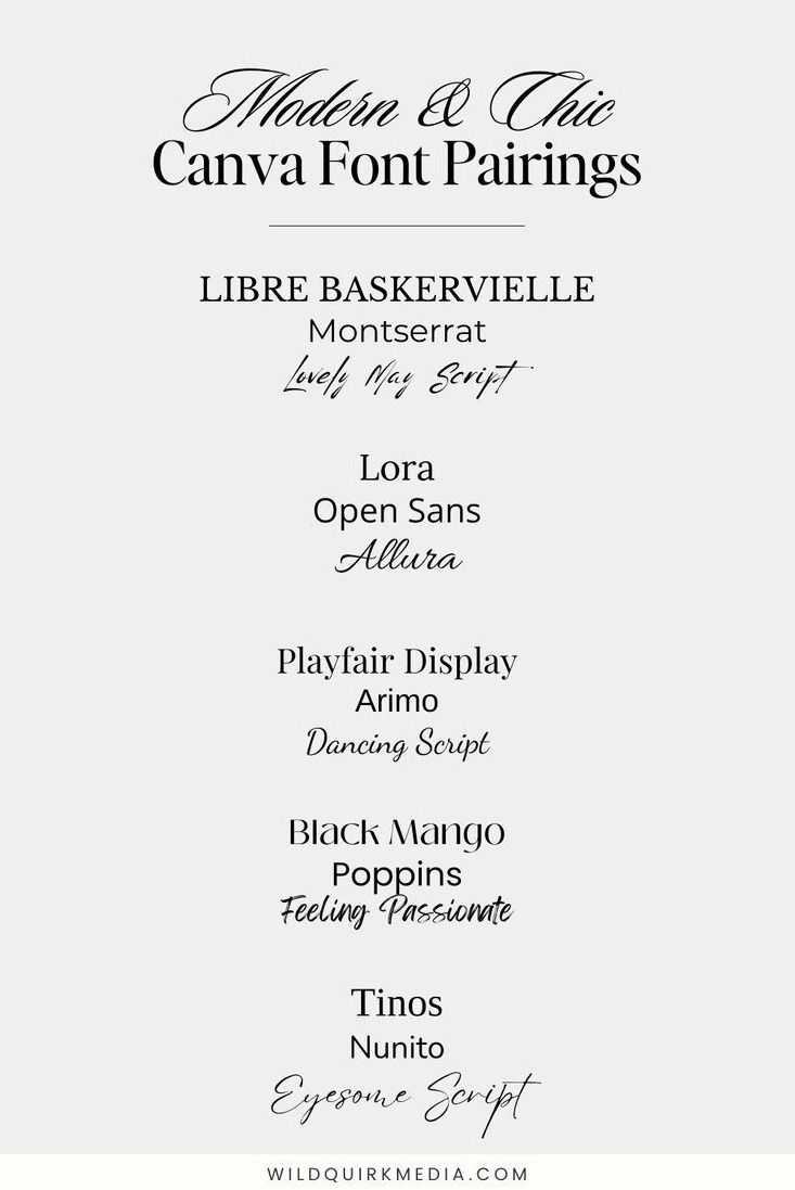 5 FREE Modern Canva Font Combinations for Branding Inspo | Typography Font Pairings