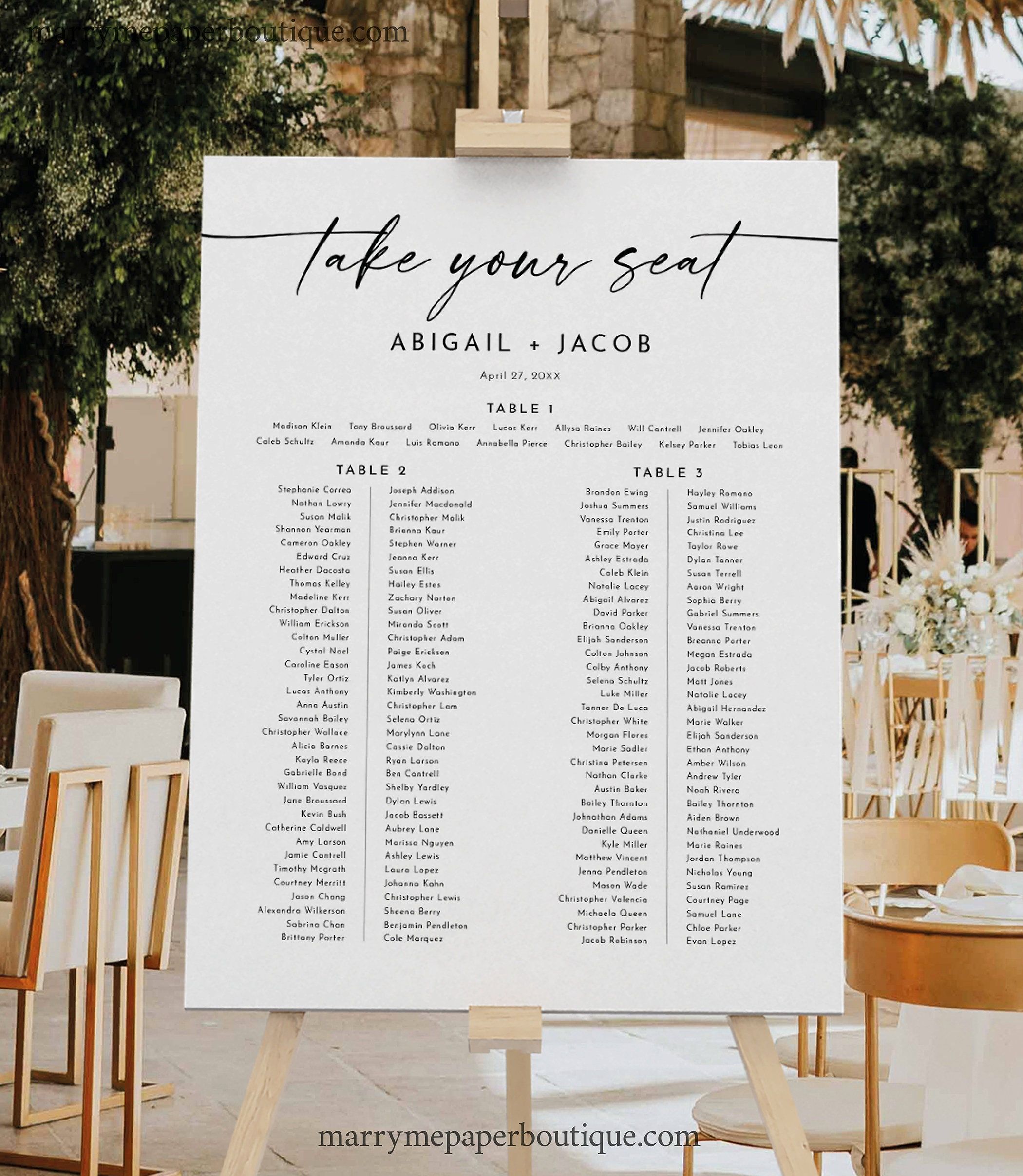 Wedding Banquet Seating Chart Template, Minimalist Calligraphy, Editable, Modern Table Seating Plan Sign, Templett INSTANT Download — Etsy
